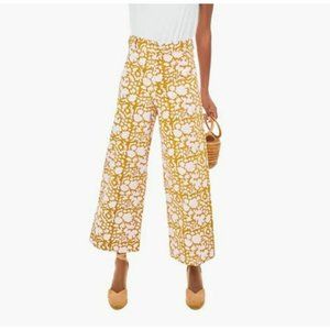 SZ Blockprints Camel Nila Print Disco Pant XS Ankle Crop Flare Boho Floral India